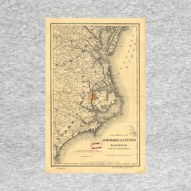 Vintage Map of The North Carolina Coast (1887) by Bravuramedia